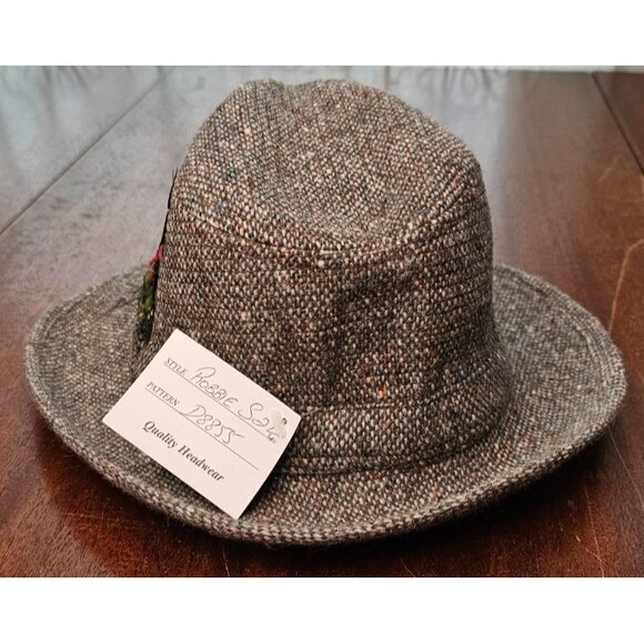 Jonathan Richards "Robbie" Taupe 100% Wool Tweed Fedora 55/6 3/4 NWT - Picture 4 of 8